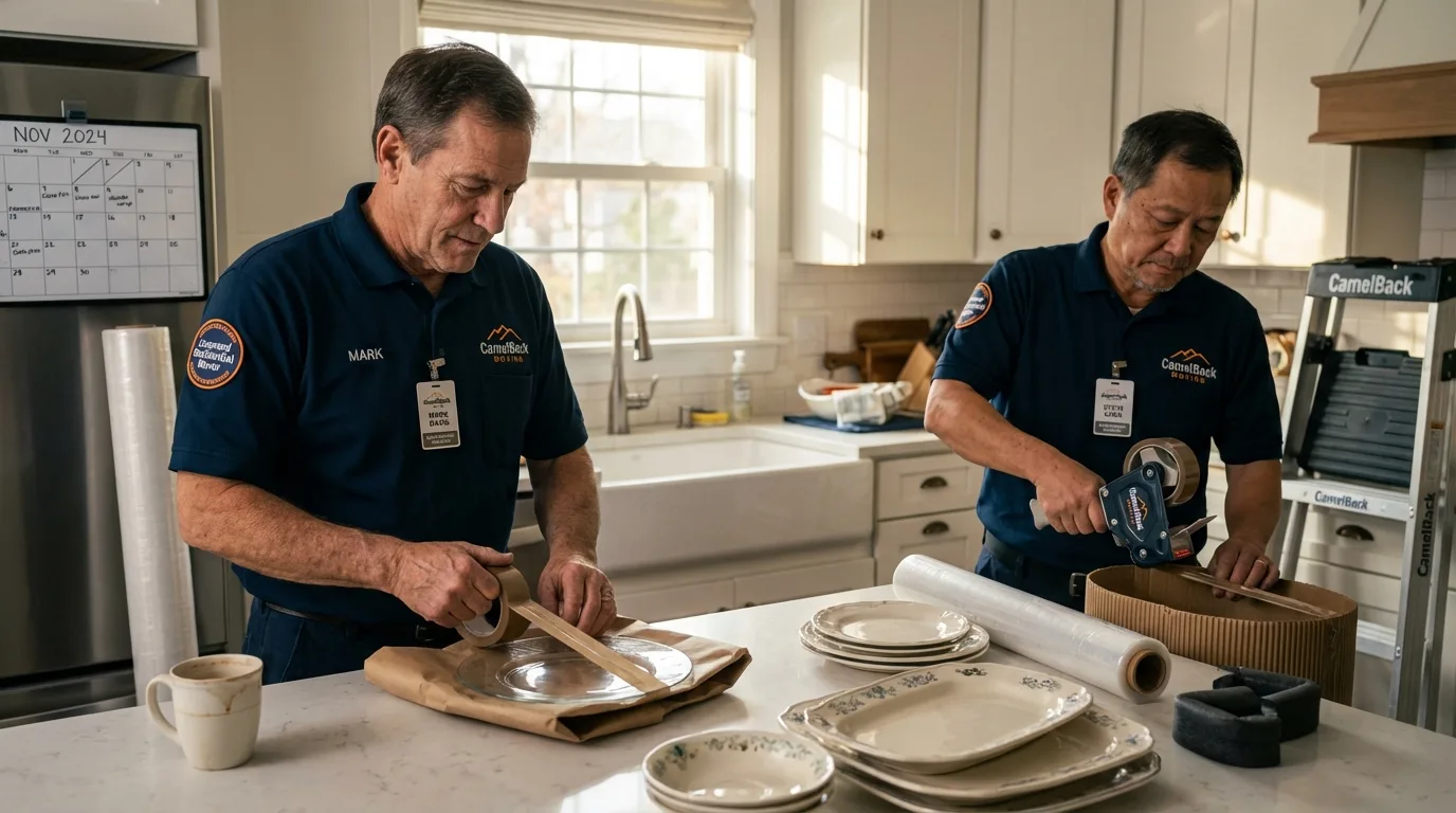 Professional crew packing kitchen dishware in Lock Haven, PA
